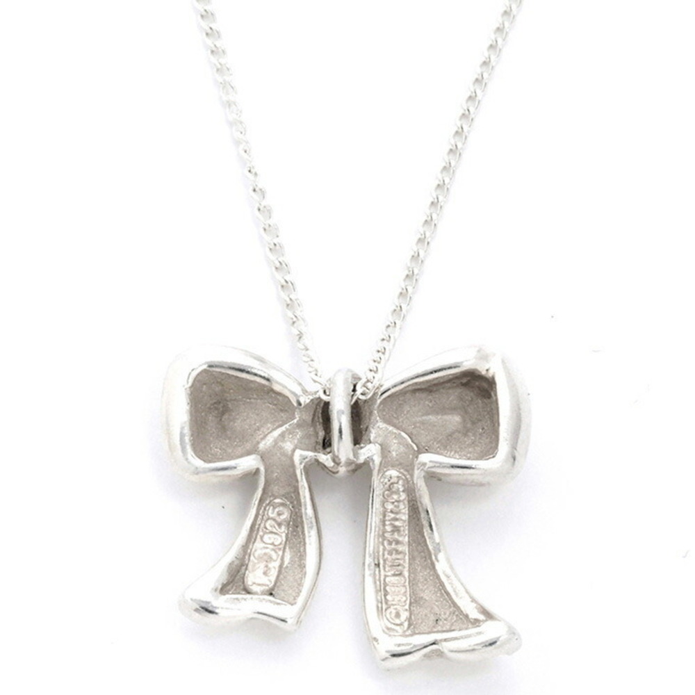 Tiffany ribbon motif pendant necklace silver